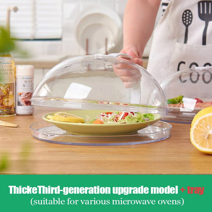 Microwave Splash Cover High Temperature Resistant Microwave Guard Lid Transparent Food Heating Cover with Steam Vent and Handle